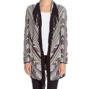Nic+Zoe Knit Western Aztec Open Front Cardigan Sweater Small Southwestern Black